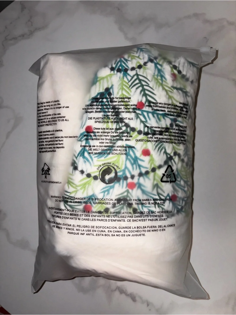 Holiday Faux Fur Tree Throw Pillow Cover - White